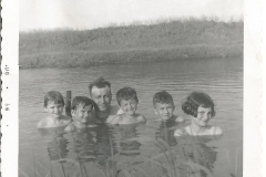 Bonnie, Pat, Dad, Charles, Rodney,  and Sharon in Pond
